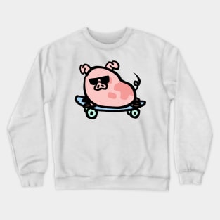 Cool Cartoon Piggy Skating Crewneck Sweatshirt